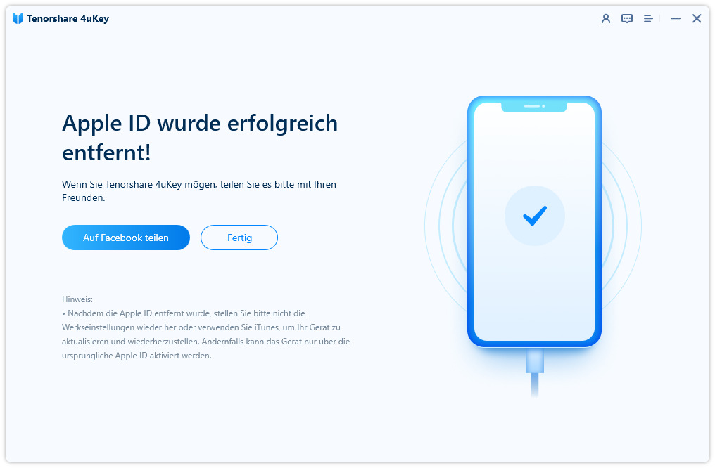 apple id erfolgreich entfernt