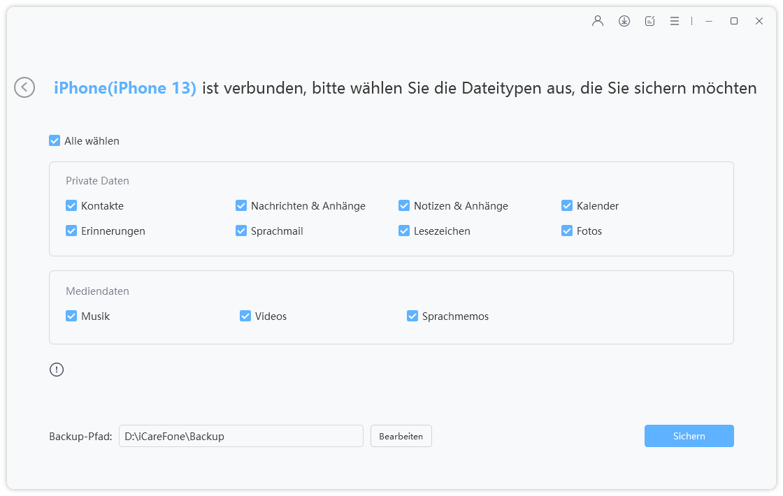 Backup und Wiederherstellung iPhone 16
