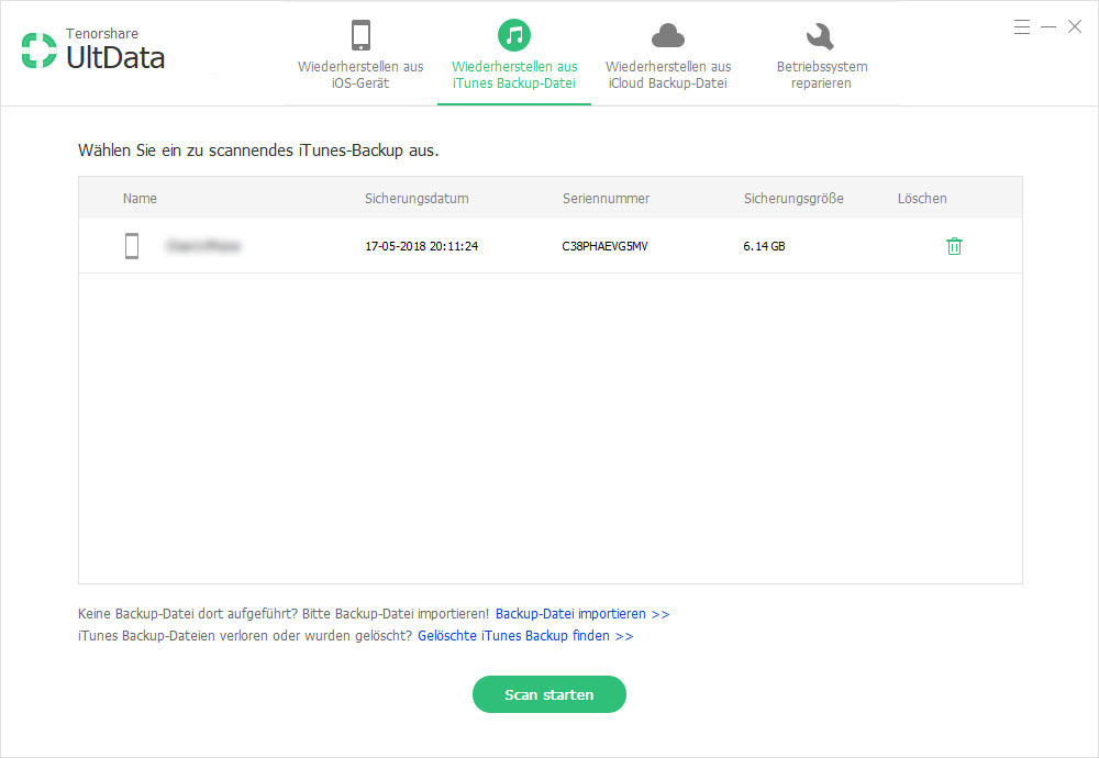 snap daten aus itunes backup wiederherstellen