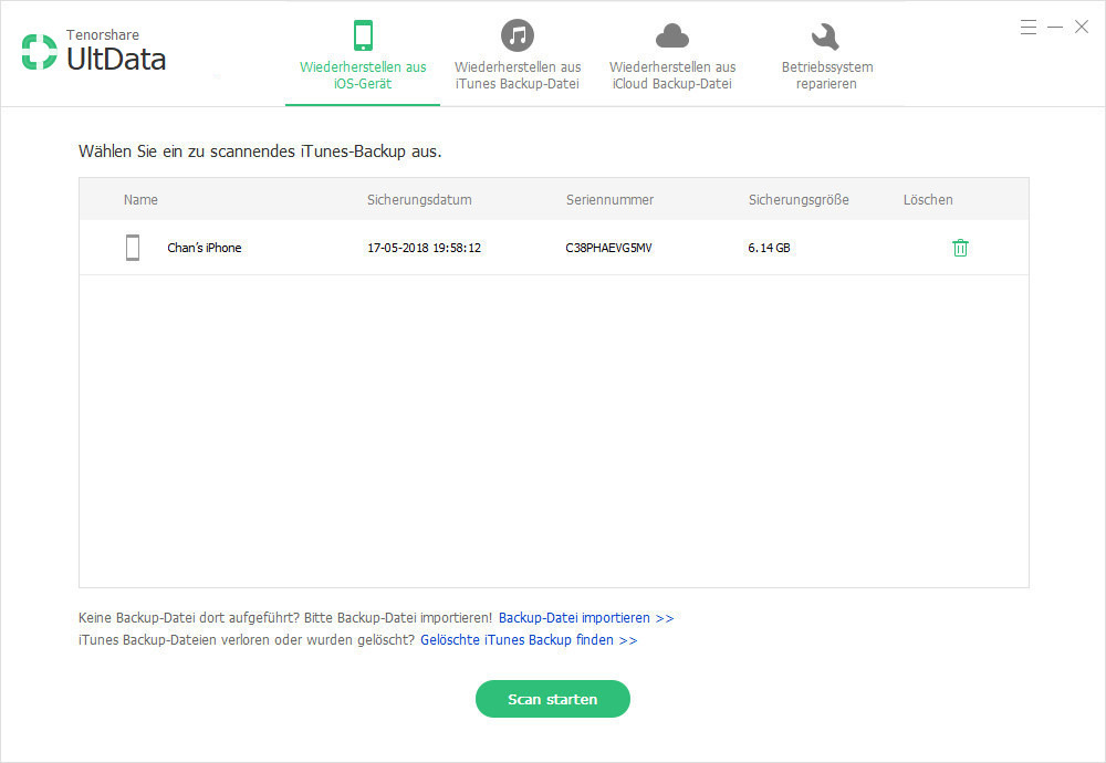 iphone sms aus itunes Backup wiederherstellen