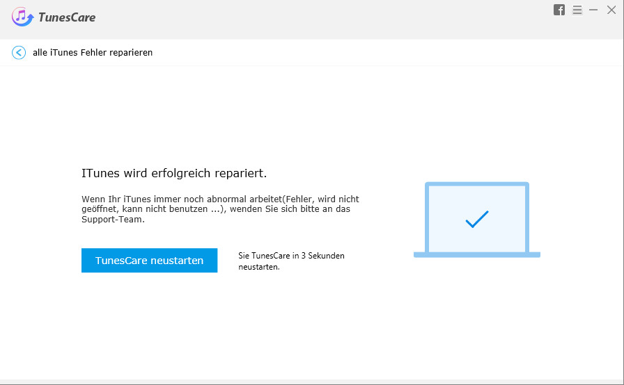 itunes wird erfolgreich repariert