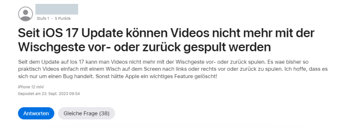 ios 17 vorspulen
