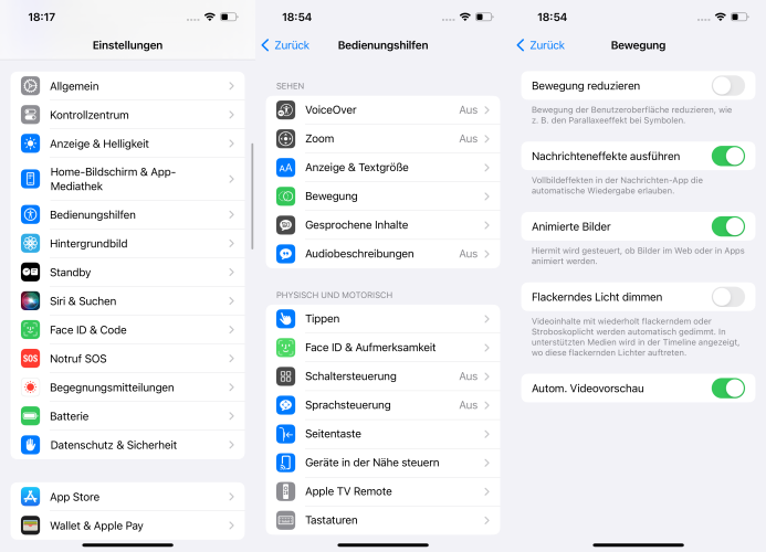 App-Animationen und visuelle Effekte deaktivieren