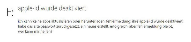 apple id wurde deaktiviert