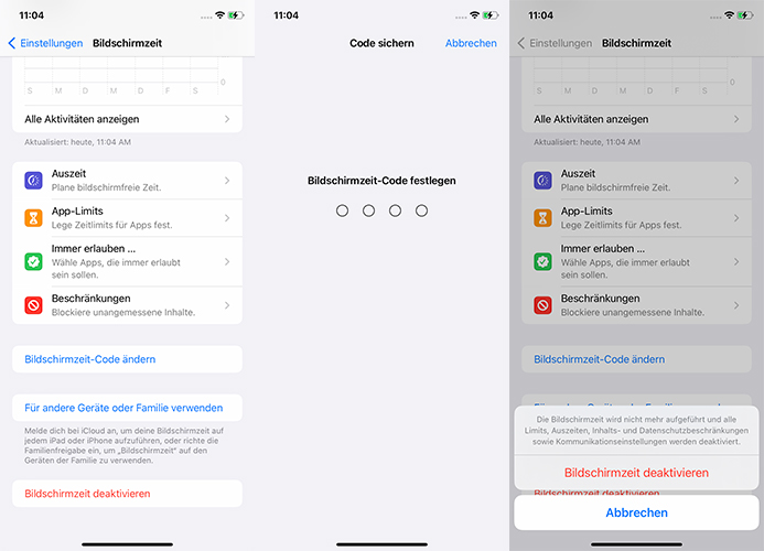 turn off screen time with passcode