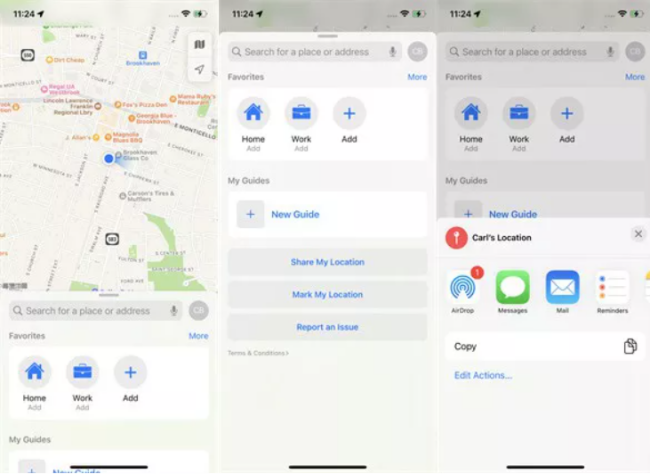 iphone standort in app karten teilen
