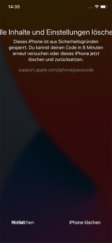 iphone im Sicherheitssperrmodus löschen